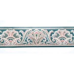 Foremost Pre-pasted Decorative Border - 5yds - Green Rose Blue Gold - 4.13" Tall